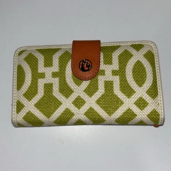 Spartina bag and wallet, green and cream